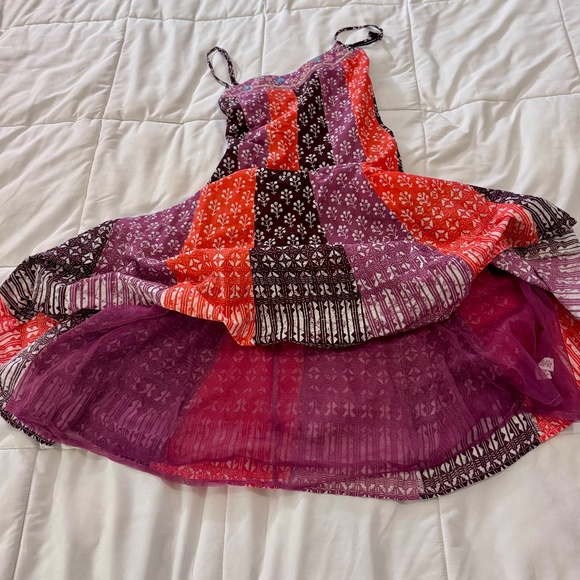 Free People Y2K Beaded Boho Dress Orange Purple – Size 2, Made in India - Picture 6 of 6